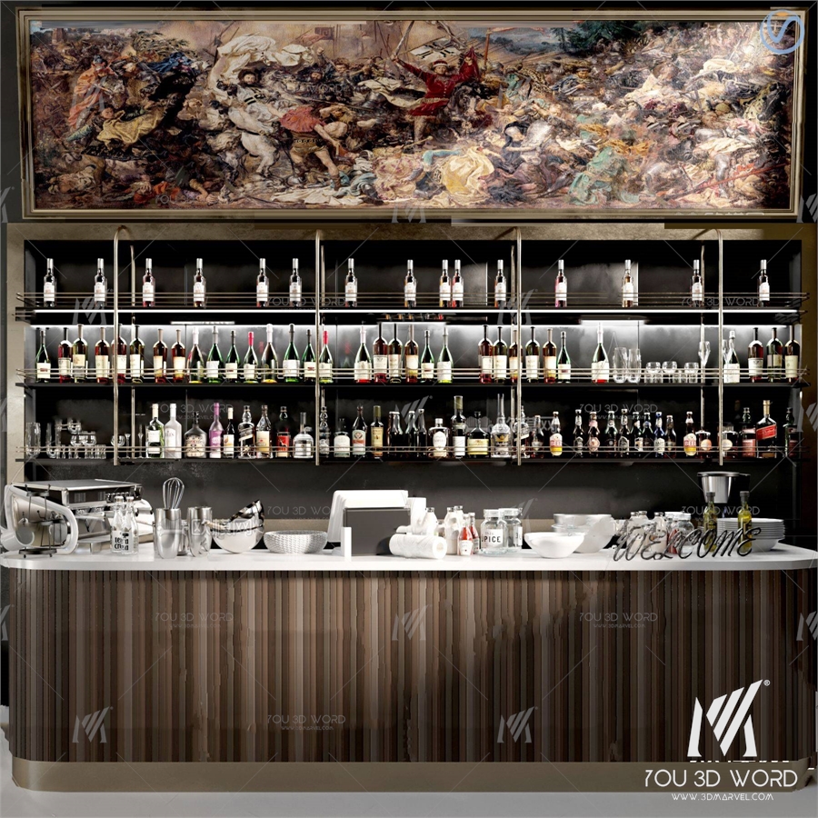 3d model of modern bar seating area